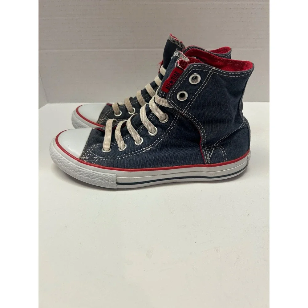 Converse All‎ Star High Top Sneakers Kids Size 3 Roll Down Collar Blue Red